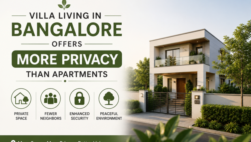 Modern villa in Bangalore showcasing private outdoor space and peaceful surroundings compared to apartment living.