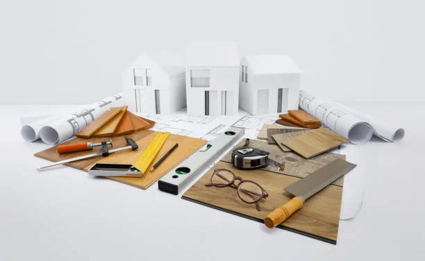 Dream villa construction using high-quality building materials for durability and long-term strength.