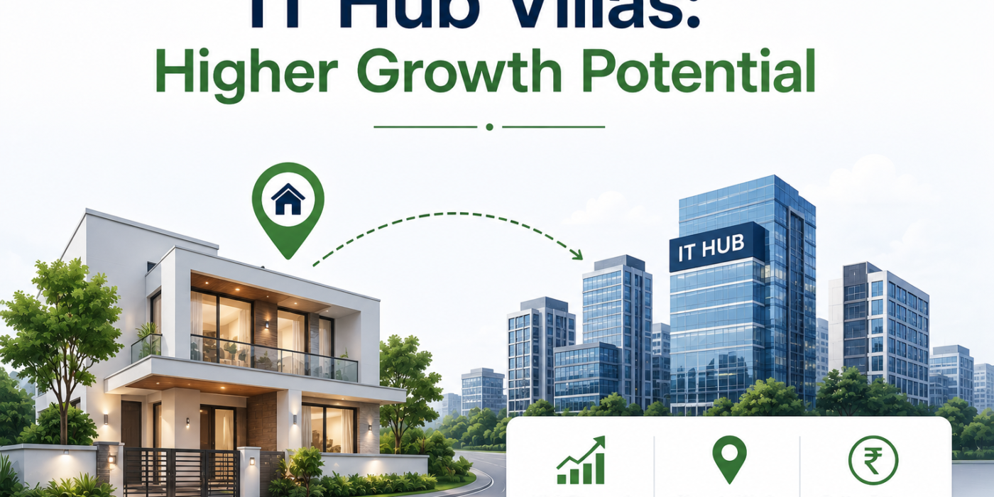 Modern villa located near Bangalore IT hubs, highlighting strong appreciation potential, connectivity, and investment growth opportunities.