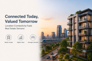 Modern residential development with excellent transport connectivity highlighting the impact of location on real estate demand.