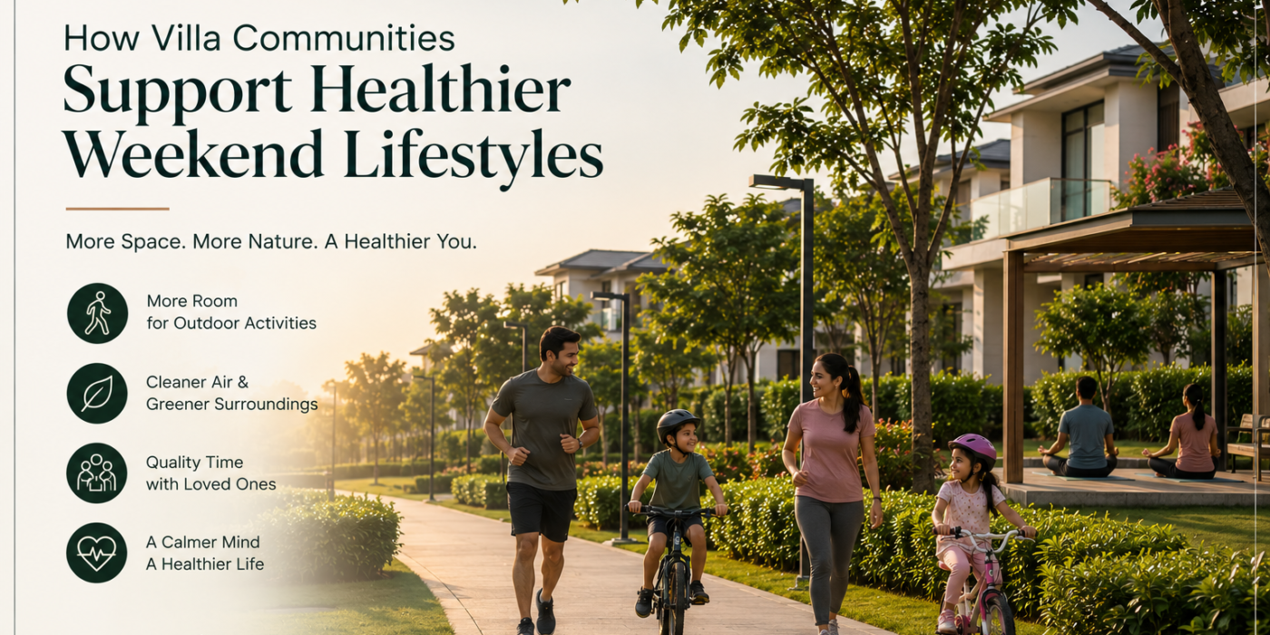 a family jogging around the corners of the villa communities
