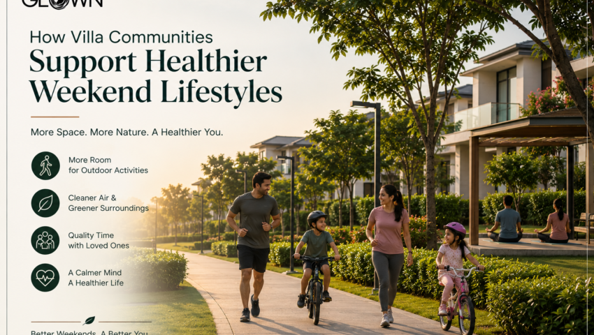 a family jogging around the corners of the villa communities